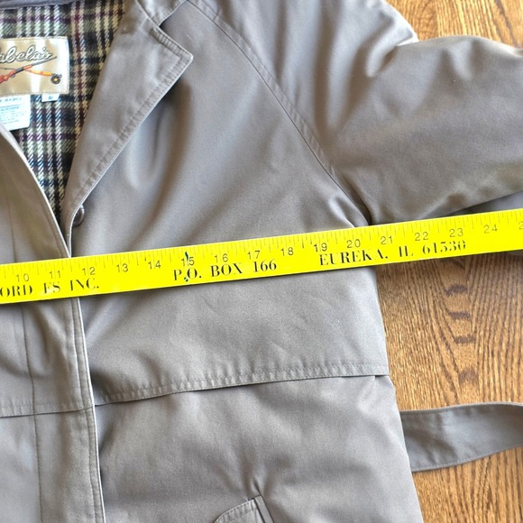 Cabelas Womens Lined Trench Coat Hooded Plaid Scarf Belted Khaki Size S - Picture 10 of 11